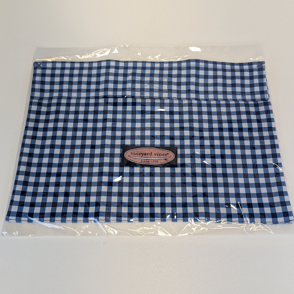 Waverly Gingham Navy & White Chappy Swimsuit Wet Bag Carry Pouch Vineyard Vines